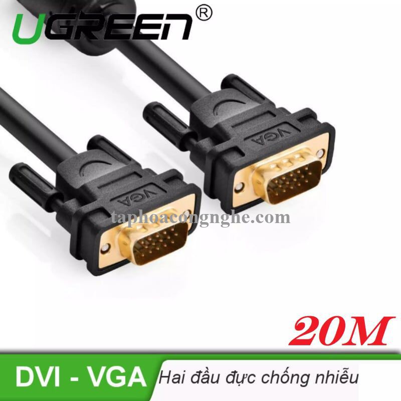 Ugreen 11635 20M màu Đen Cáp tín hiệu 2 đầu VGA VG101 30011635